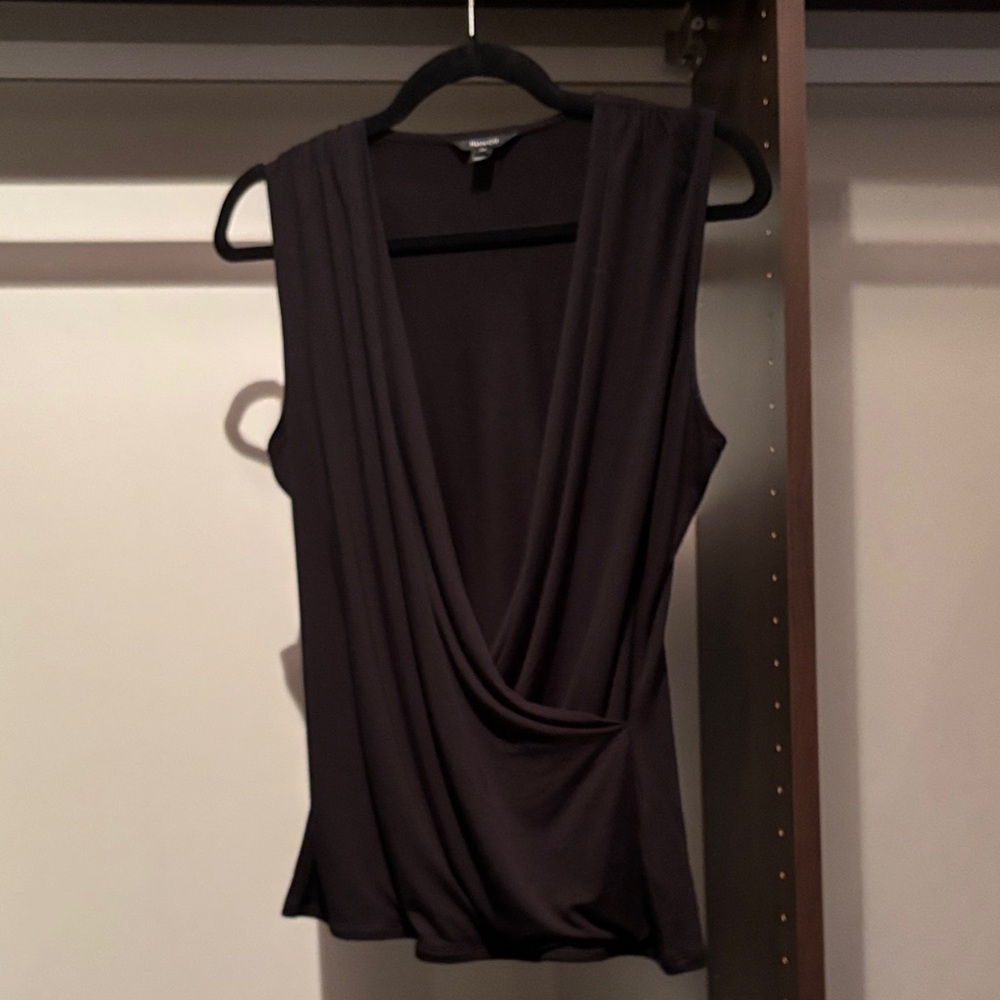 RW&CO. Black Criss Cross Drape Front Tank Top